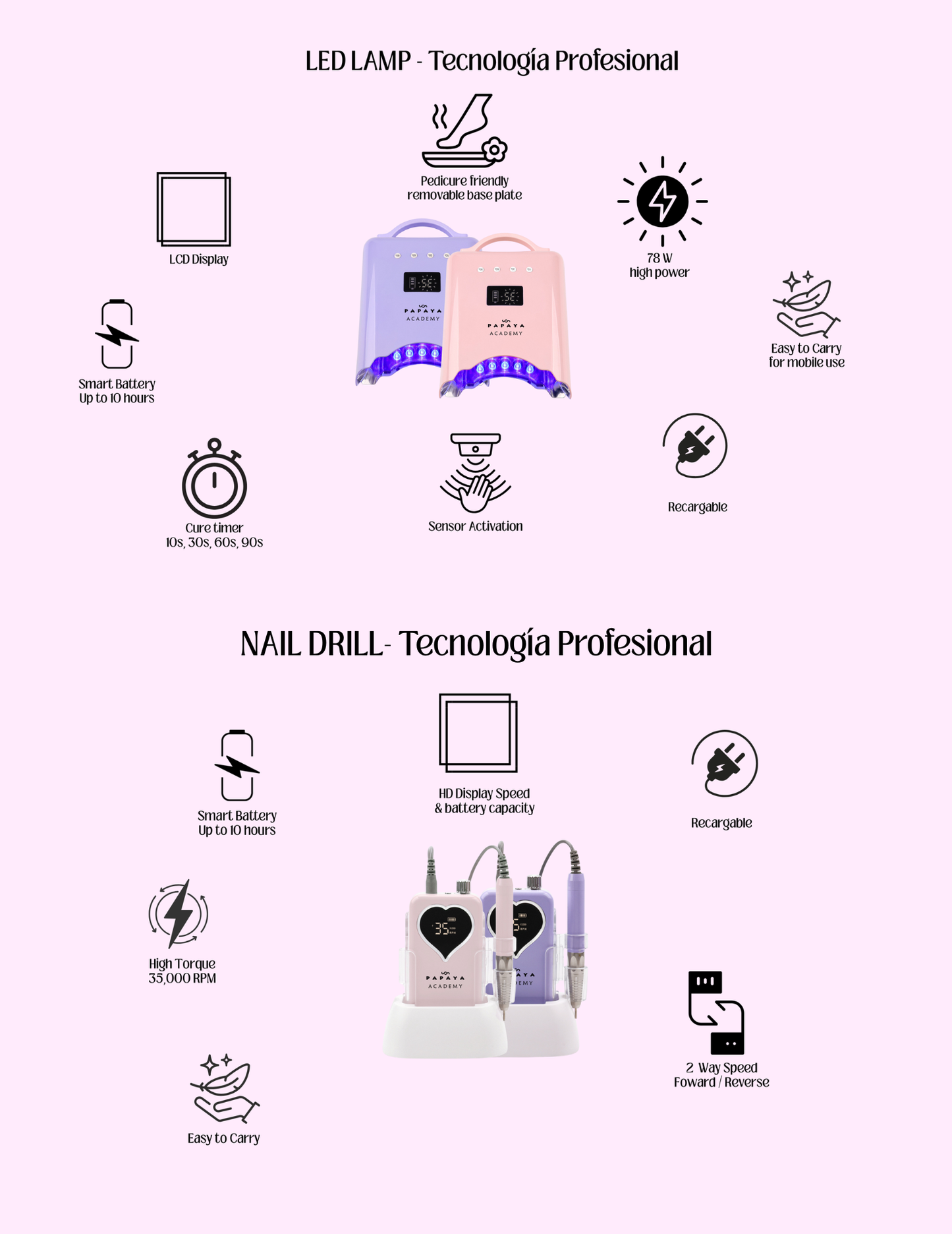 Professional Nail Drill + Led Lamp Bundle